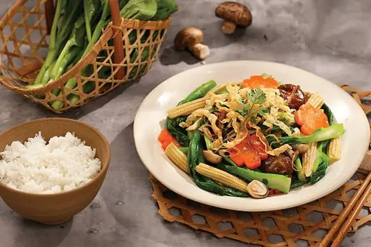 cải ngồng x&agrave;o nấm