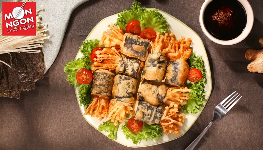 Rong biển cuộn nấm kim ch&acirc;m