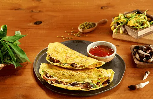 Món Bánh xèo nấm mối chay