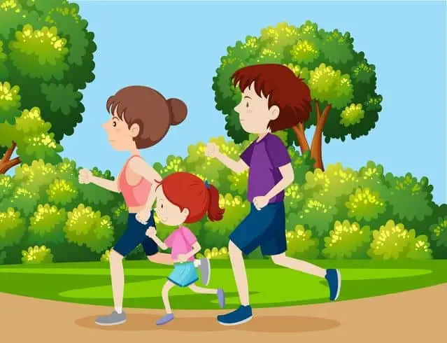 vector a family jogging in the park