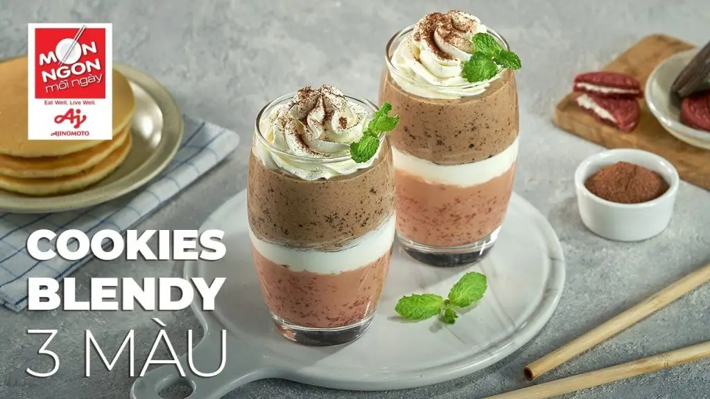Làm cookies 3 màu siêu dễ với 4 gói trà sữa dâu Blendy