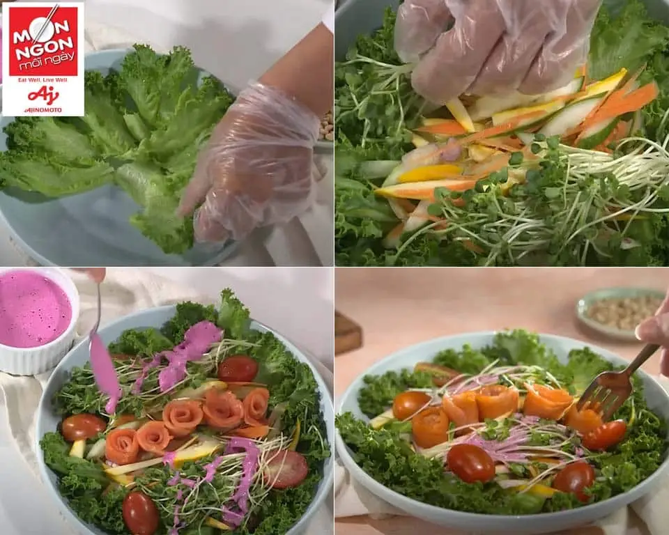 Cach lam SALAD CA HOI XOT THANH LONG buoc 5
