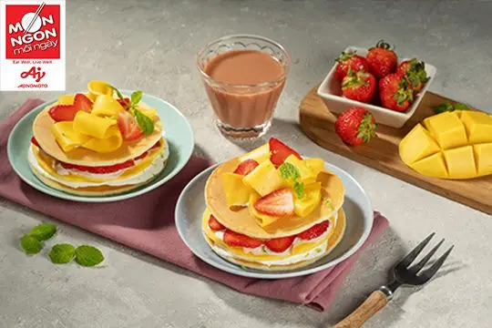 pancake xo&agrave;i kem tươi