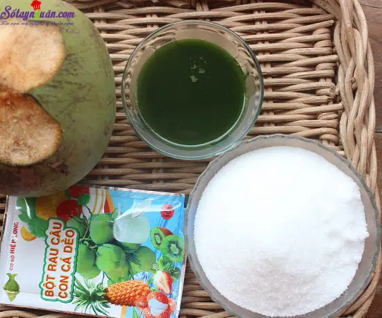 c&aacute;ch l&agrave;m thạch dừa l&aacute; dứa 1