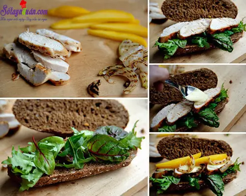 c&aacute;ch l&agrave;m b&aacute;nh m&igrave; sandwich g&agrave; với sốt xo&agrave;i 8