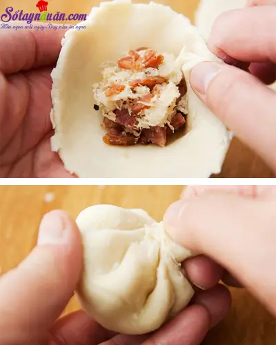 C&aacute;ch l&agrave;m b&aacute;nh bao chi&ecirc;n nh&acirc;n lạp xưởng ngon tuyệt hảo 9