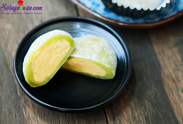 Cách làm mochi trà xanh nhân kem mát lạnh