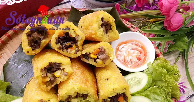 Cách làm xôi chiên nhân thịt giòn thơm ngây ngất