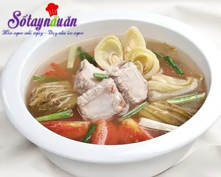 Cách nấu canh sườn nấu dưa chua