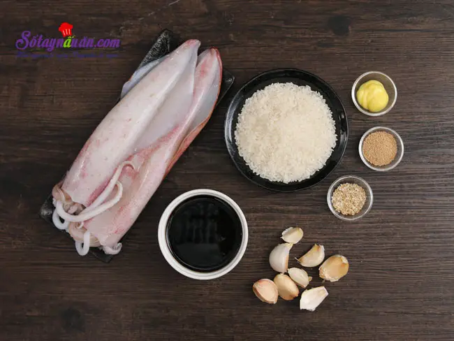 Mực nhồi cơm sốt Teriyaki - m&oacute;n ngon kh&ocirc;ng thể cưỡng nguy&ecirc;n liệu