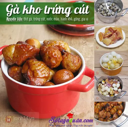 Gà kho trứng cút đậm đà